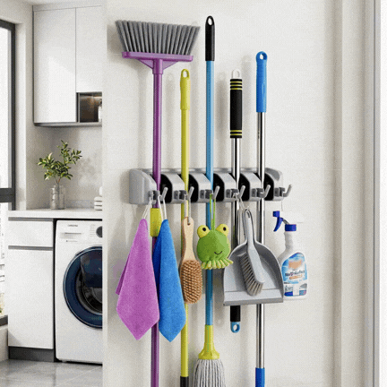 SMART CLEAN WALL® ORGANIZADOR DE ESCOBAS CON GANCHOS ¡Que no te desordene lo que usas para ordenar!