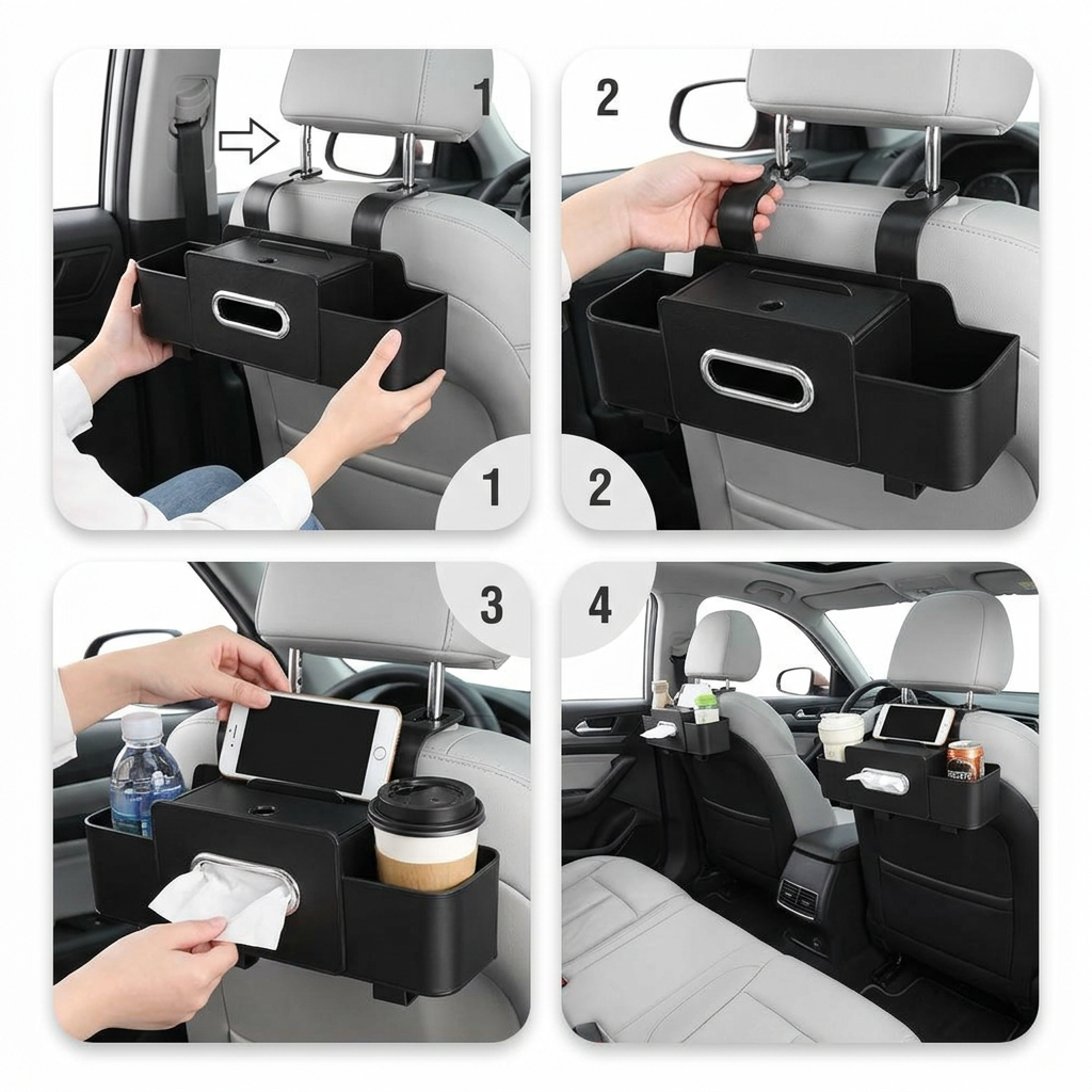 AUTO ORDER PRO® ORGANIZADOR DE AUTO PARA ASIENTO TRASERO ¡Un auto ordenado es más seguro!