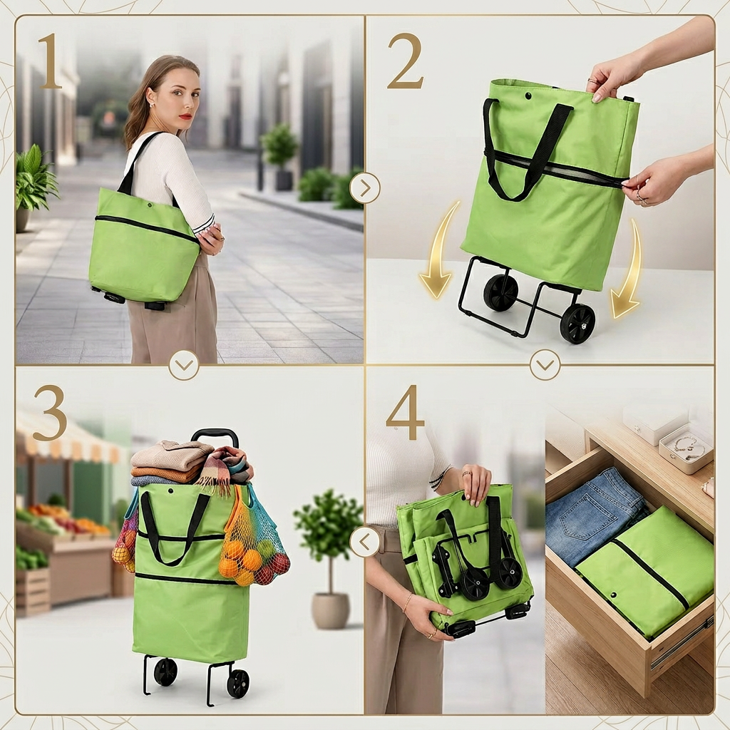 EASYROLL BAG® BOLSO PLEGABLE 2 EN 1 + ¡¡¡GRATIS SET 6 TAPAS SILICONA!!!