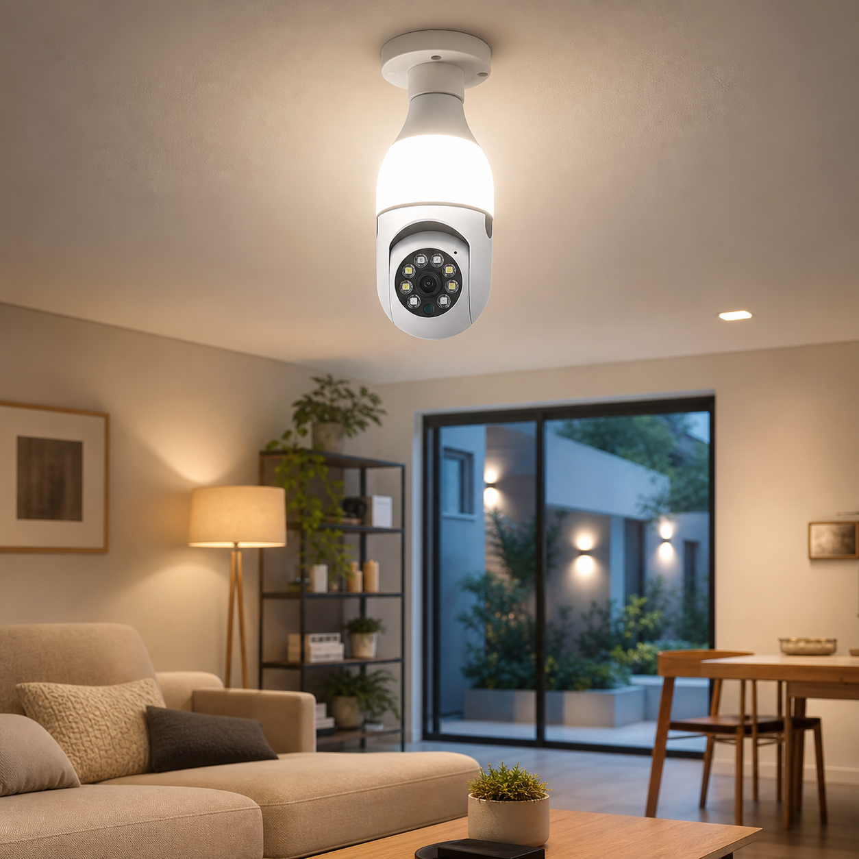 HOME EYE 360® CÁMARA FOCO DE SEGURIDAD HD PANORÁMICA Protege lo que más importa ¡Desde tu celular!