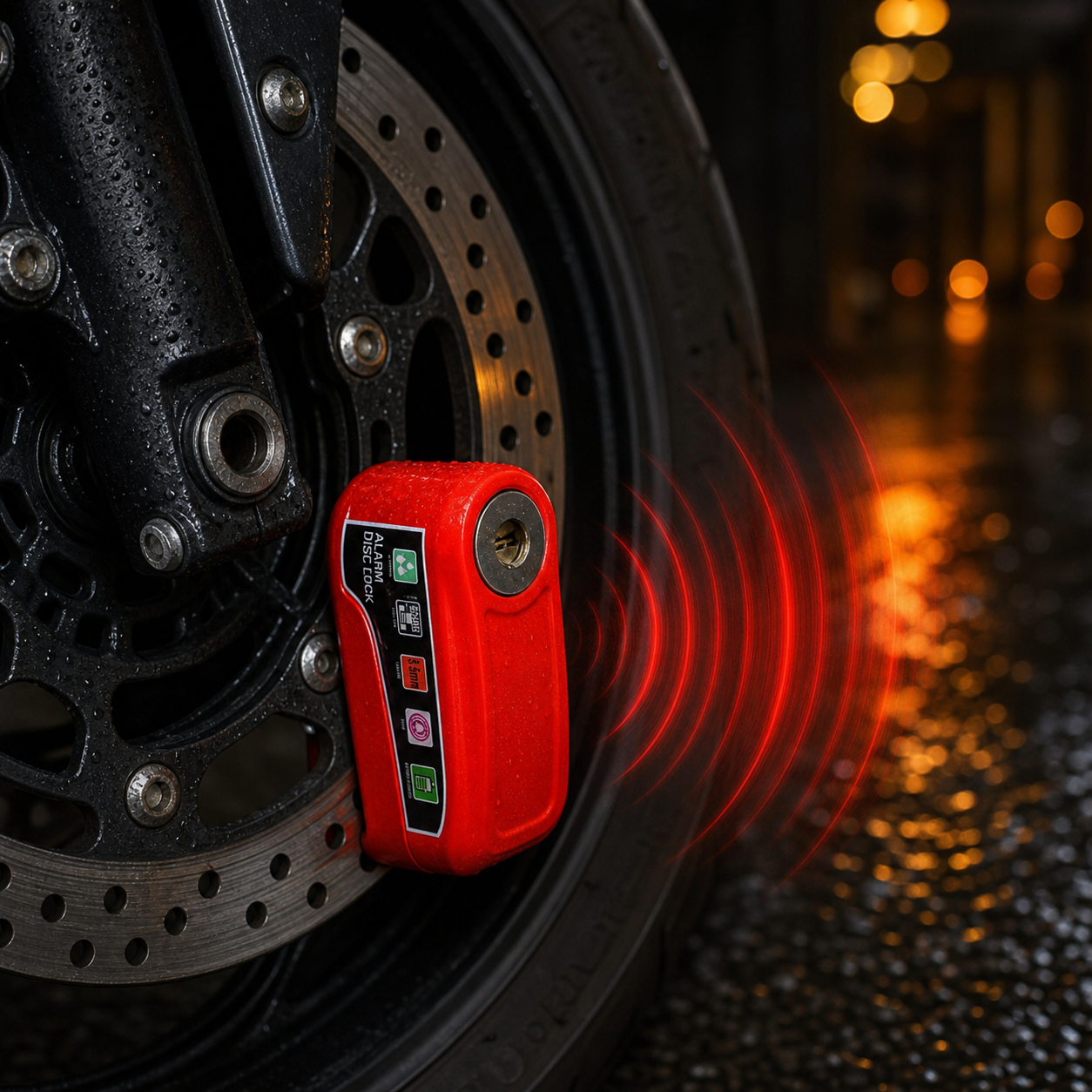 DISK ALARM LOCK® CANDADO DE DISCO CON ALARMA PARA MOTO Y BICI Alarma fuerte para proteger tu moto o bici