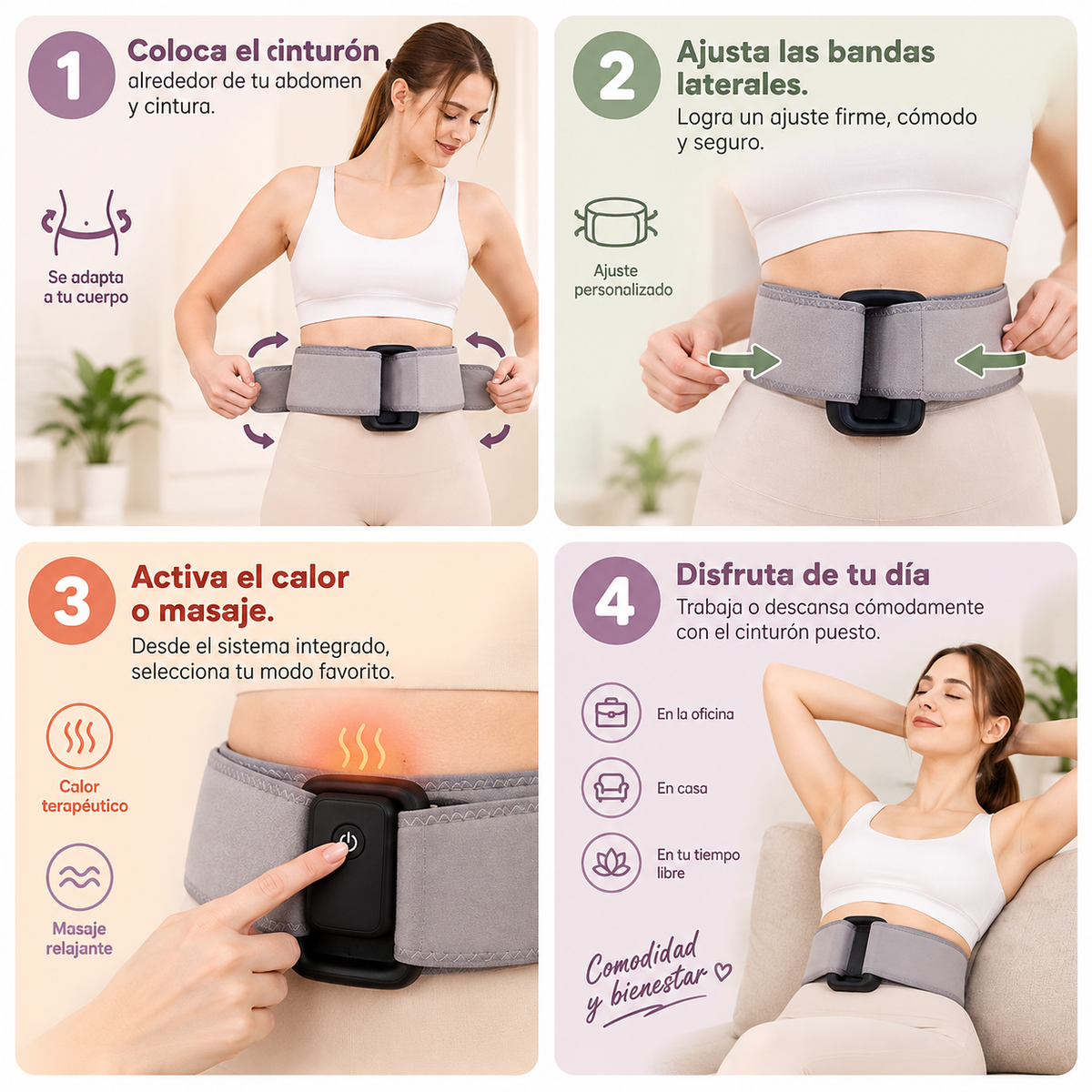 CORE RELIEF BELT® ESTIMULADOR ABDOMINAL + SOPORTE LUMBAR ESTIMULA. RELAJA Y EJERCITA