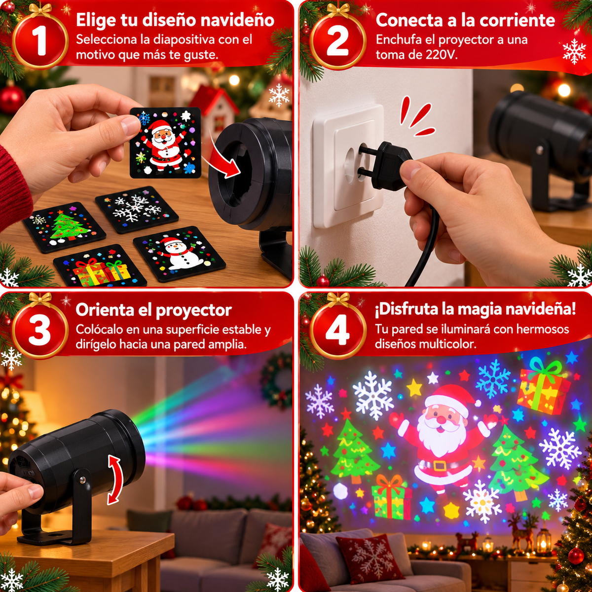 MAGIC CHRISTMAS LIGHT PROYECTOR NAVIDEÑO LED MULTICOLOR ¡NAVIDAD MÁGICA EN SEGUNDOS!