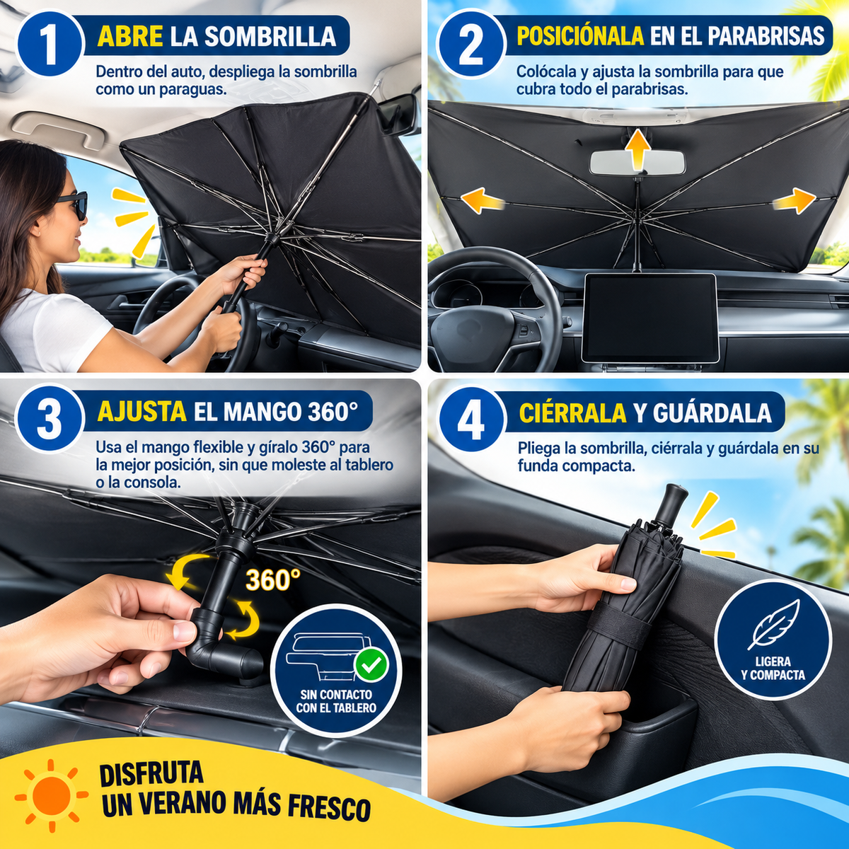 SUNBLOCK AUTO SOMBRILLA PARASOL PARA PARABRISAS ¡BAJA EL CALOR ANTES DE SUBIRTE!