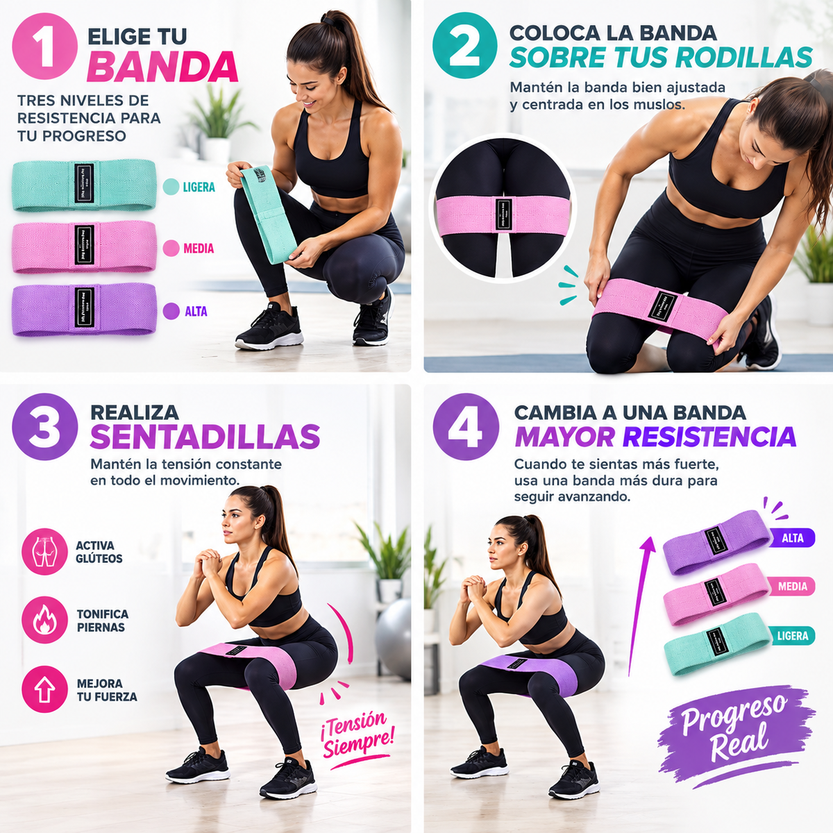 POWER HIP SET SET DE 3 BANDAS DE RESISTENCIA ULTRA RESISTENTES