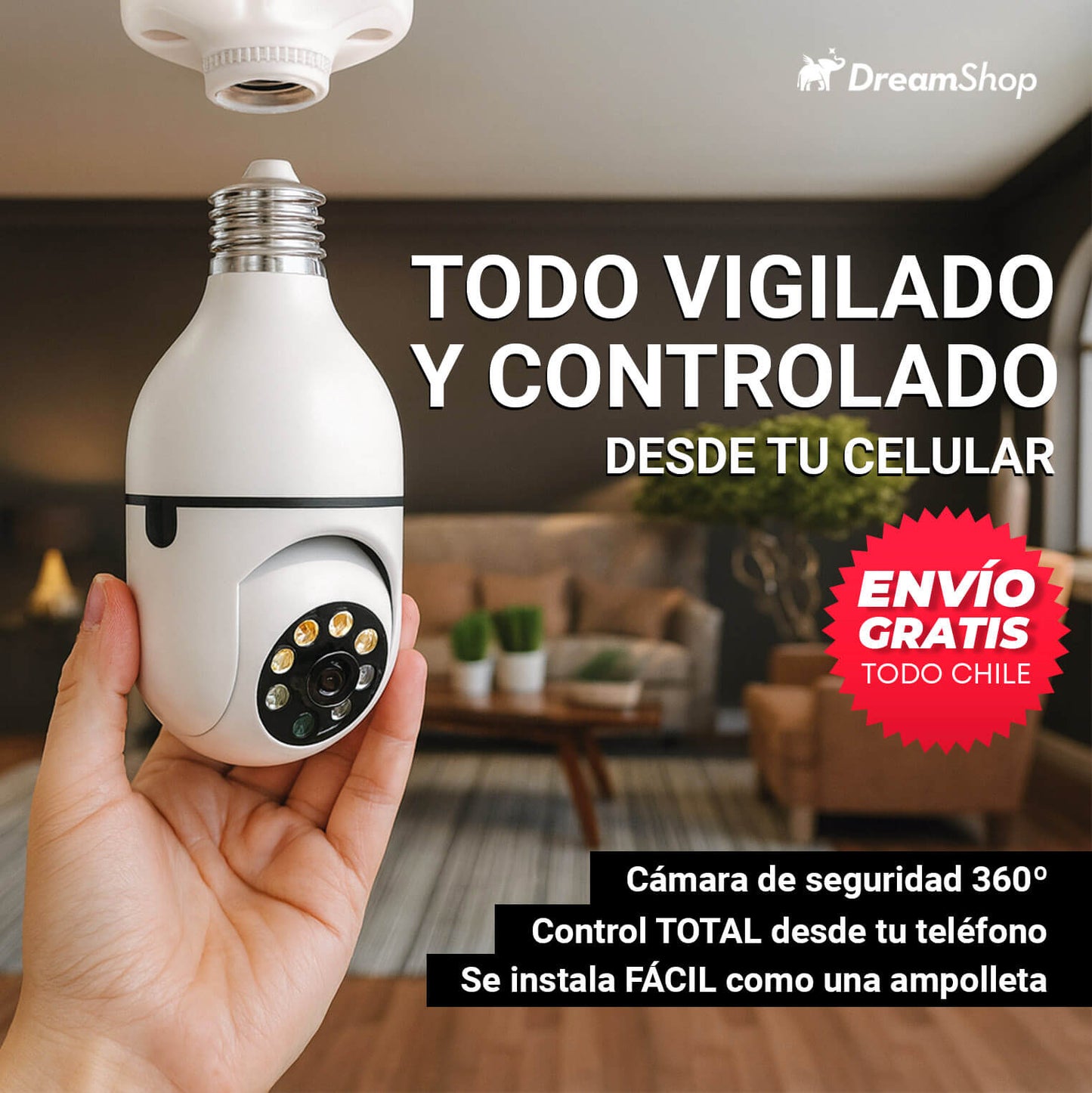 Cámara Seguridad 360- VIGILA TODO DESDE TU CELULAR