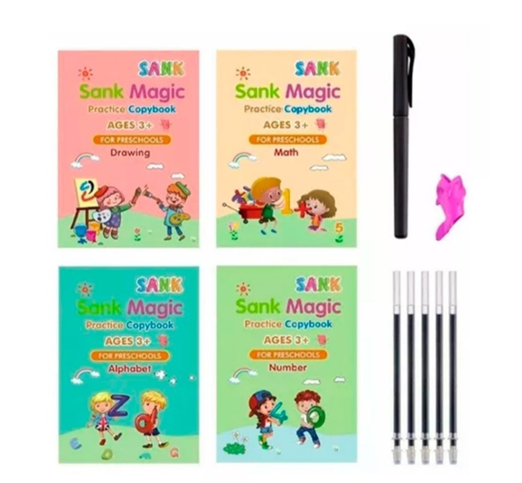 CUADERNOS MÁGICOS DE CALIGRAFÍA Casa Montessori® - ¡PACK 4 LIBROS + 10 RECARGAS!