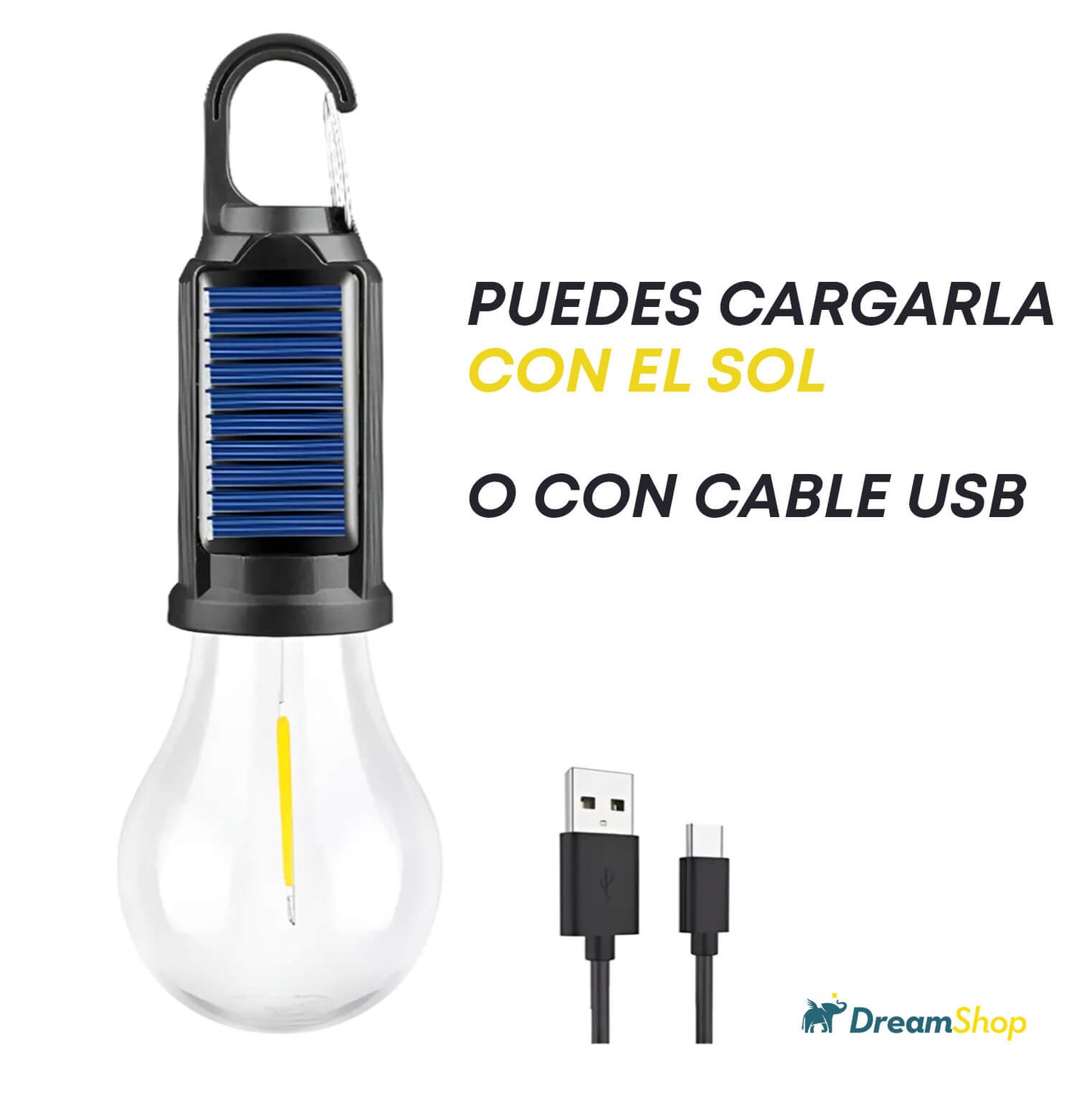PACK AMPOLLETA SOLAR PORTÁTIL + USB ¡Ilumina sin GASTAR!