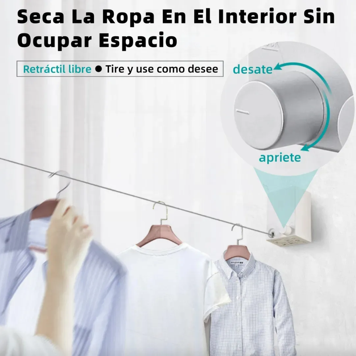 TENDEDERO RETRÁCTIL – Cuelga tu ropa sin desordenar.