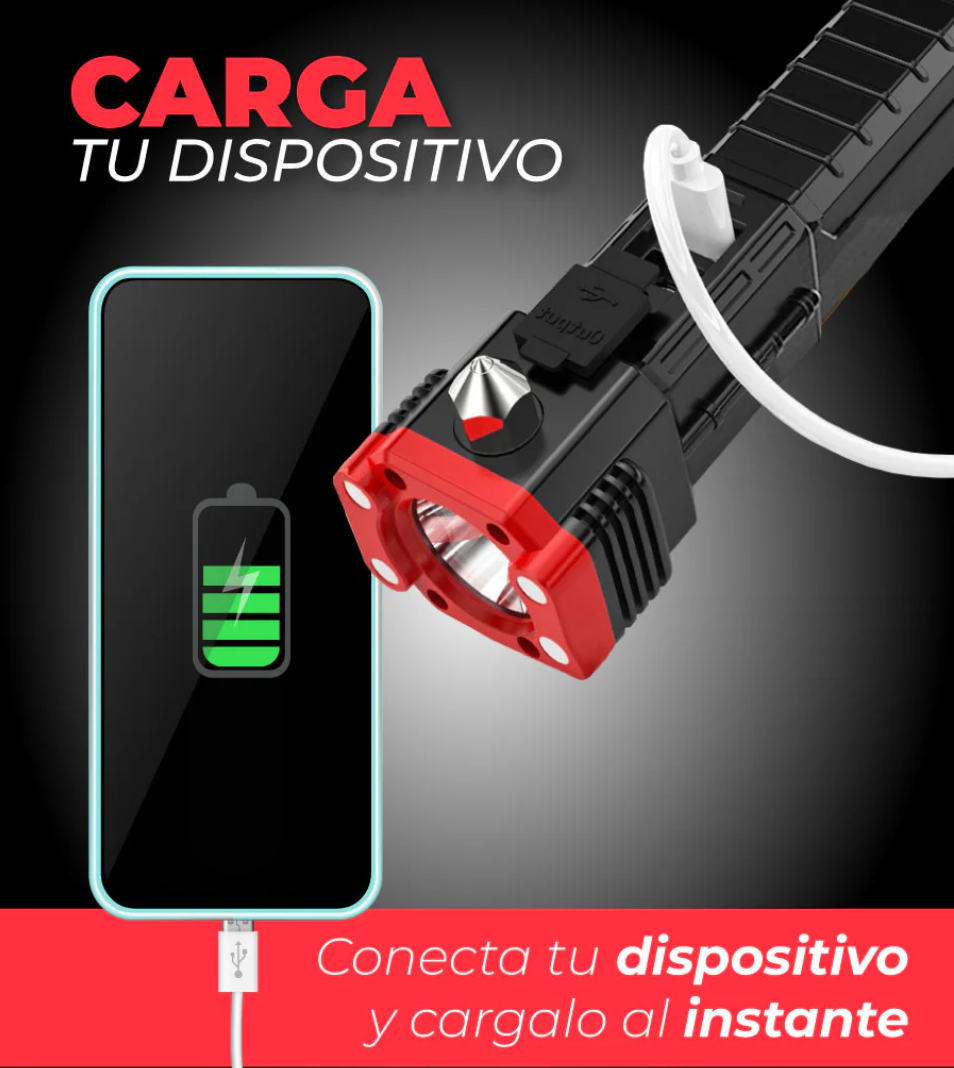 LINTERNA MARTILLO DE SUPERVIVENCIA - ¡Te REGALAMOS EL DOBLE de tu compra!