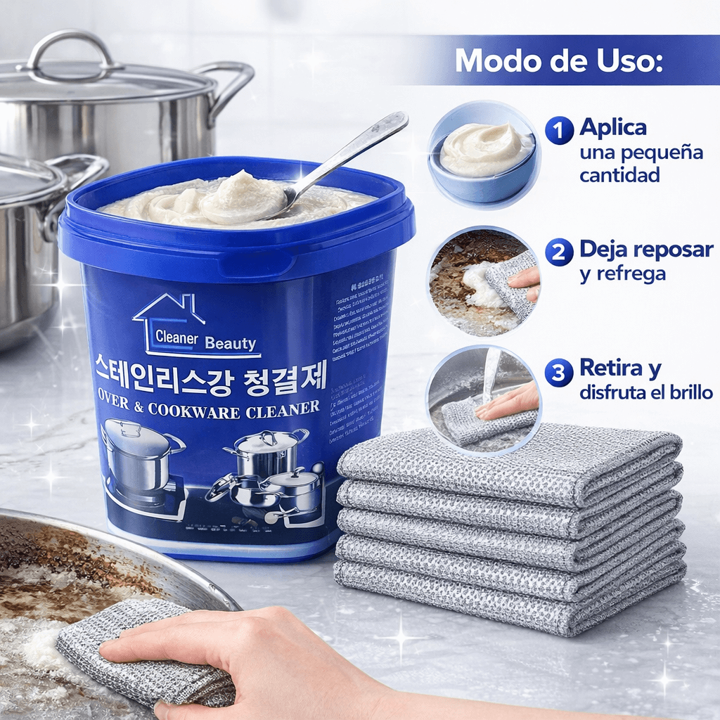 PACK 2 Pastas Mágicas Multiuso + GRATIS 10 paños de alambre – Devuelve el Brillo a tu Cocina