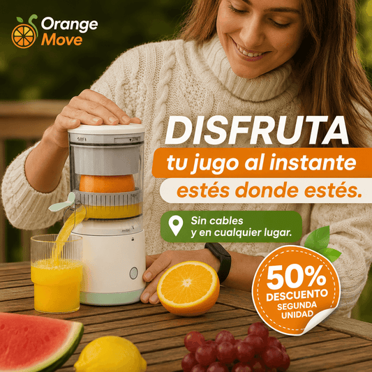 Orange Move® - Exprimidor Eléctrico Inalámbrico – ¡Jugo Fresco y Natural al Instante!