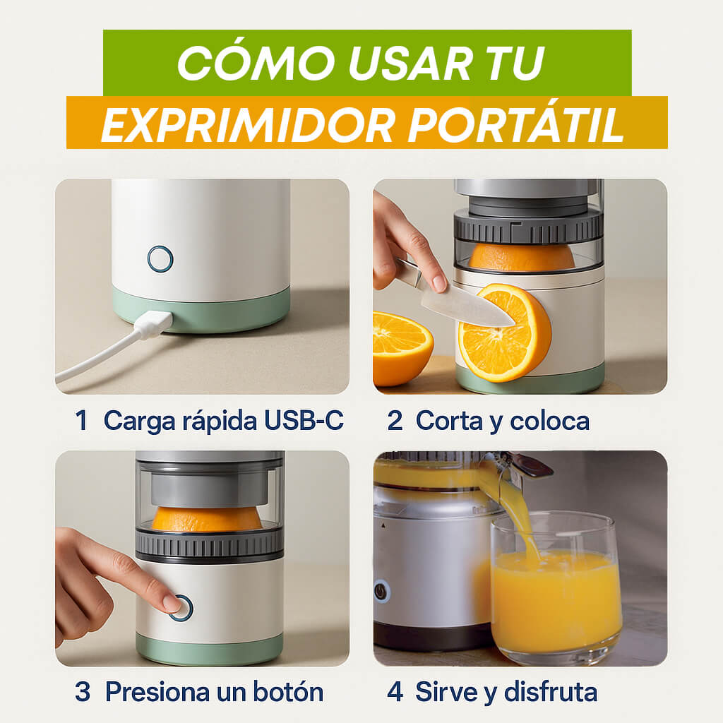 Orange Move® - Exprimidor Eléctrico Inalámbrico – ¡Jugo Fresco y Natural al Instante!