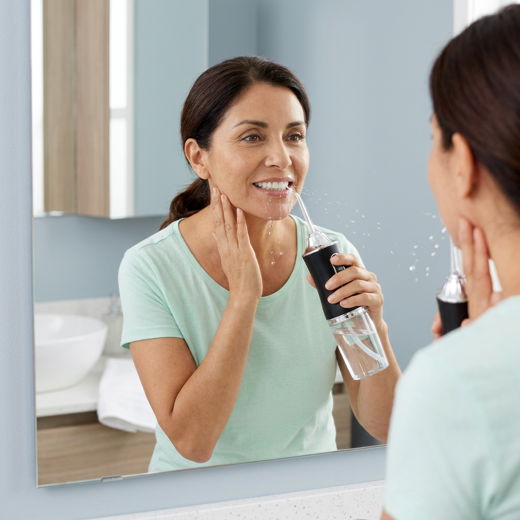 WATERPULSE® IRRIGADOR BUCAL PORTÁTIL + ¡BLANQUEADOR DENTAL GRATIS! ¡Limpieza dental REAL!