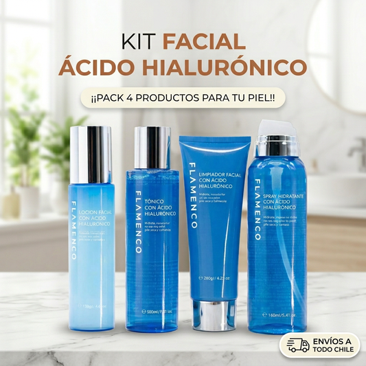 KIT FACIAL ÁCIDO HIALURÓNICO FLAMENCO® ¡¡PACK 4 PRODUCTOS PARA TU PIEL!!