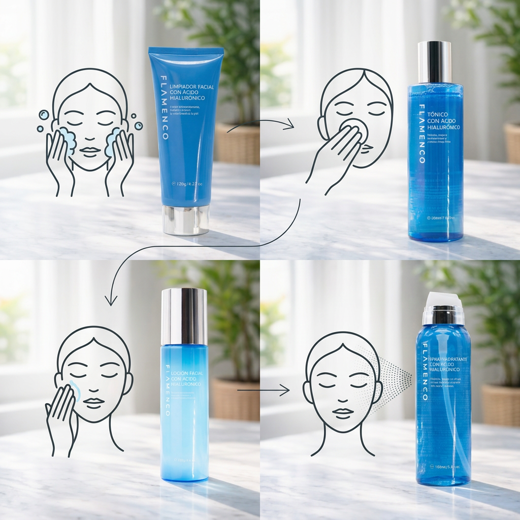 KIT FACIAL ÁCIDO HIALURÓNICO FLAMENCO® ¡¡PACK 4 PRODUCTOS PARA TU PIEL!!