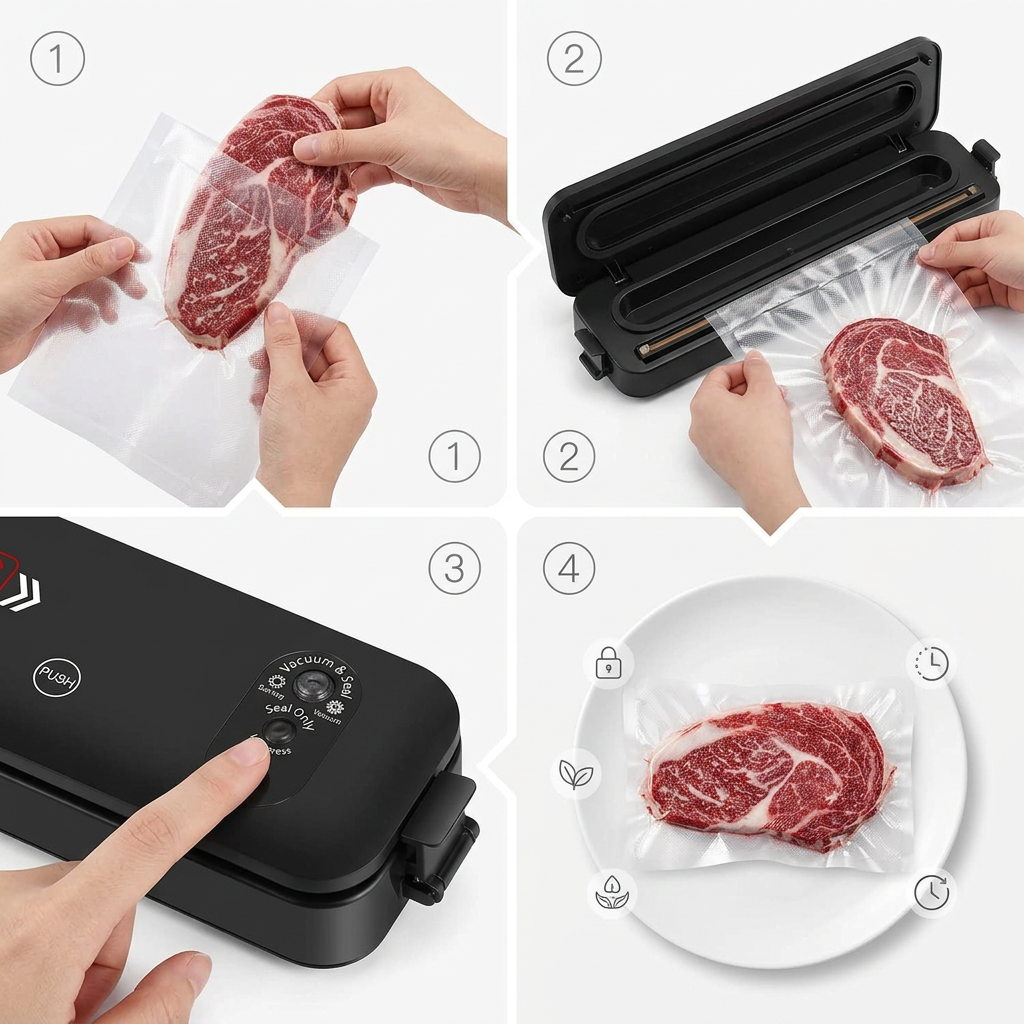 MÁQUINA SELLADORA DE ALIMENTOS Vacum Sealer Z® + ¡10 BOLSAS GRATIS!