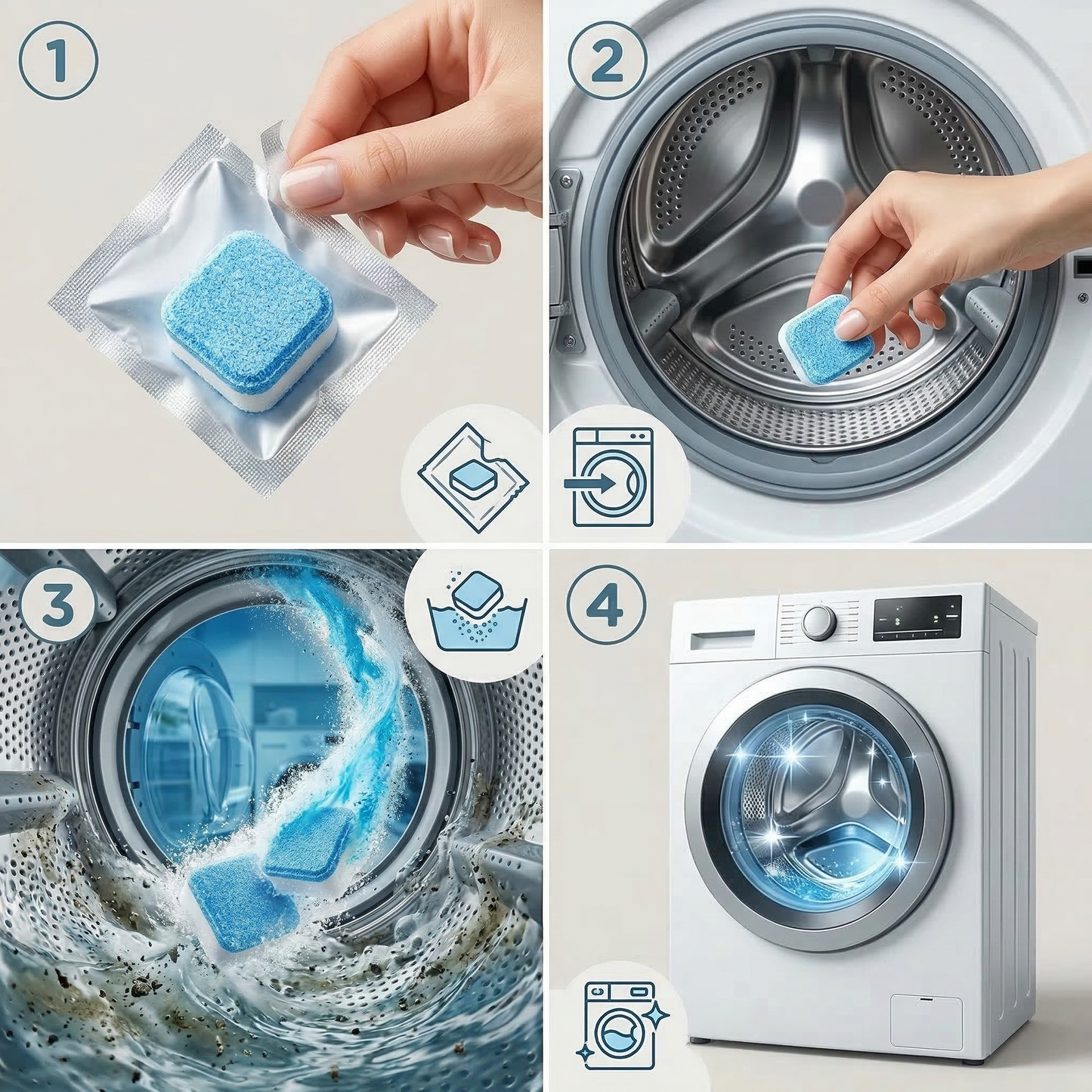 PASTILLAS LIMPIA LAVADORAS Machine Washer PRO® - ¡¡¡PACK 48 PASTILLAS!!!