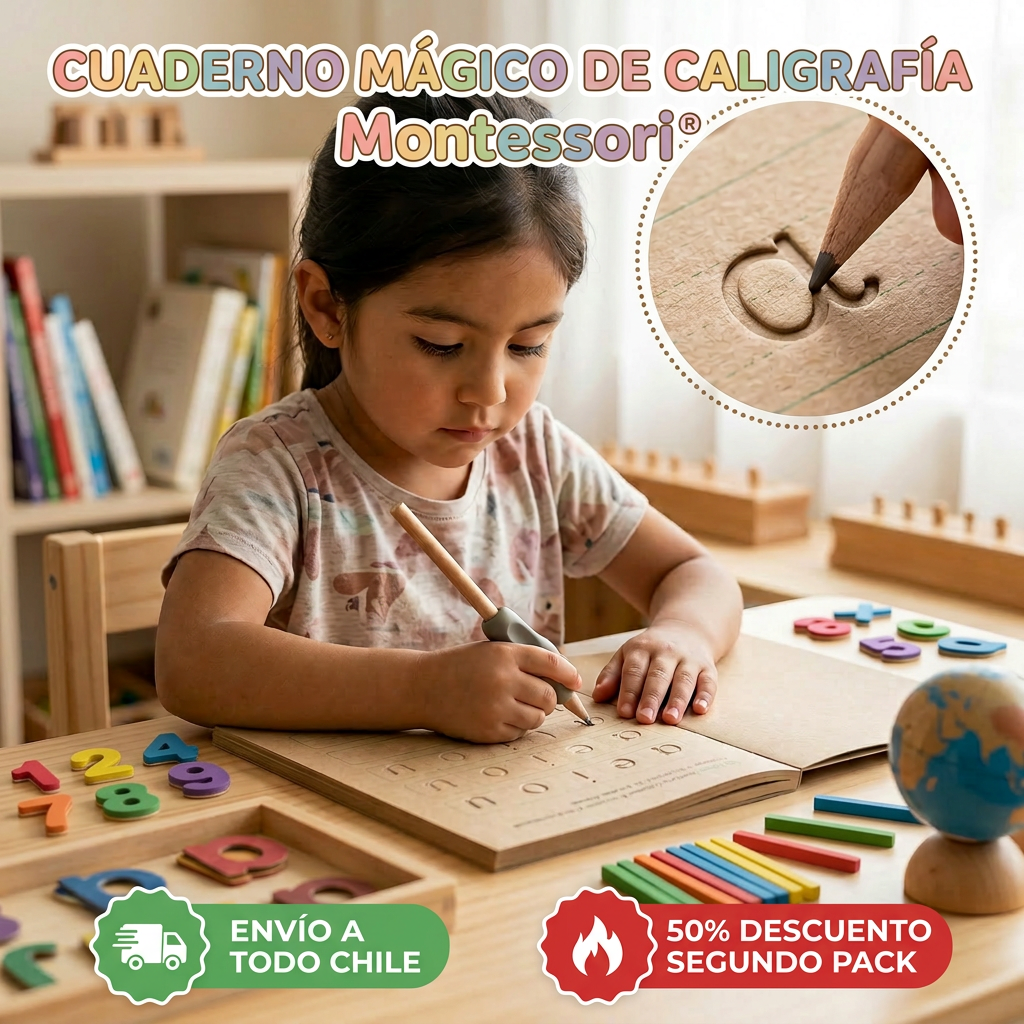 CUADERNOS MÁGICOS DE CALIGRAFÍA Casa Montessori® - ¡PACK 4 LIBROS + 10 RECARGAS!