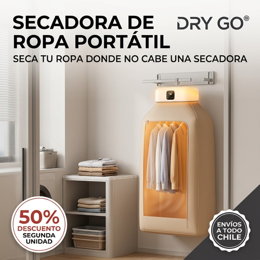 DRY GO® SECADORA DE ROPA PORTÁTIL ¡Seca tu ropa donde no cabe una secadora!