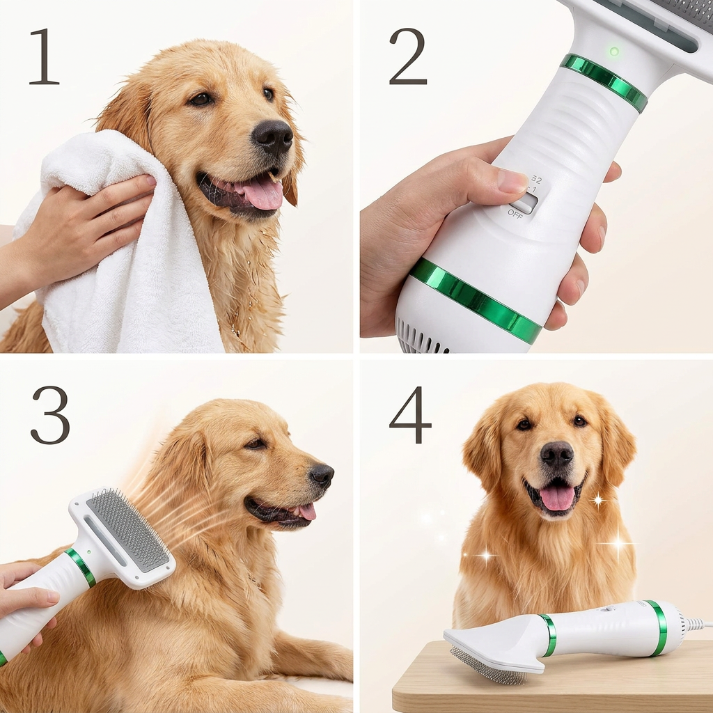 PET DRY BRUSH PRO® CEPILLO Y SECADOR DE MASCOTAS 2 EN 1 ¡No dejes a tu mascota húmeda!