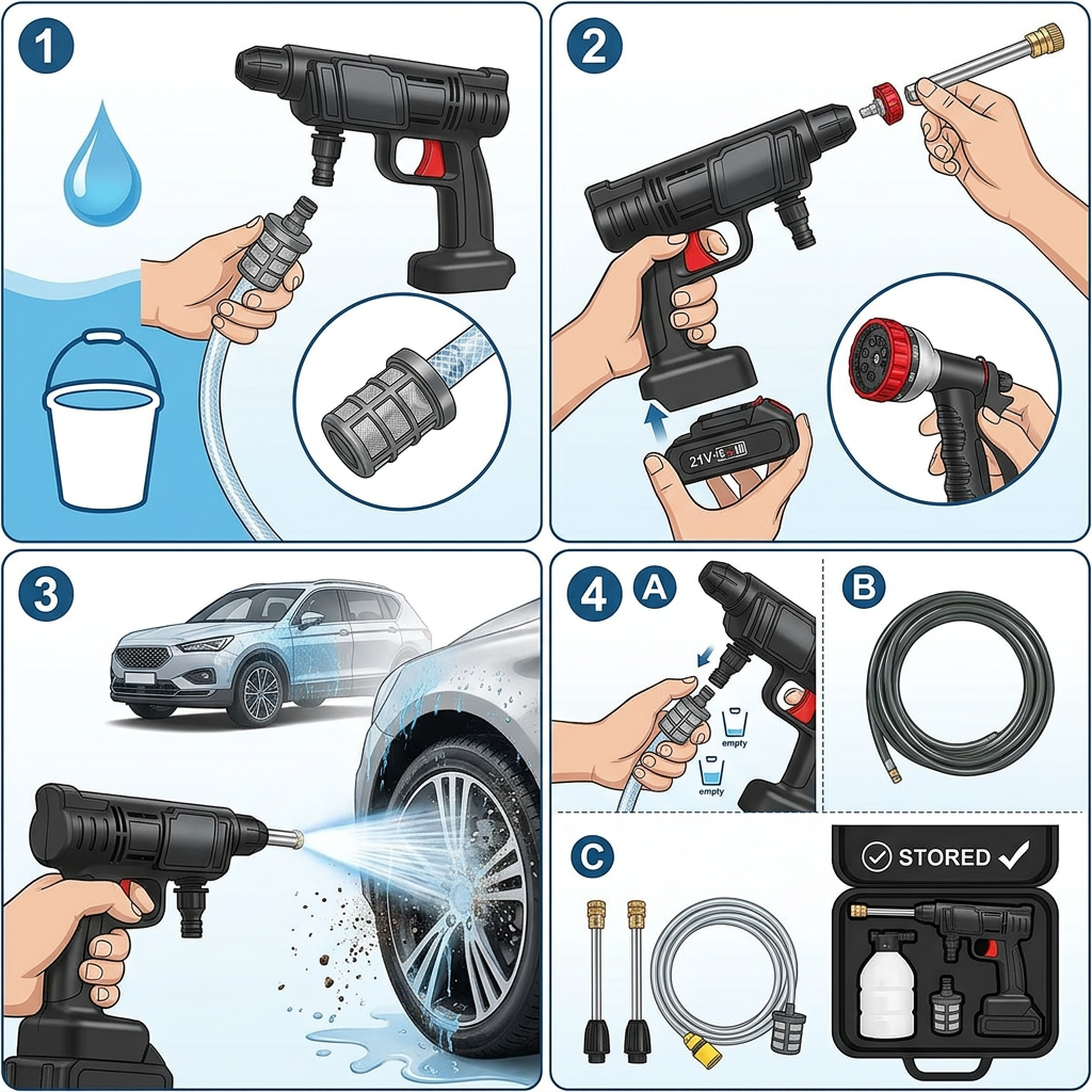 POWERWASH GO® HIDROLAVADORA PORTÁTIL CON BATERÍA ¡Limpieza potente sin enchufes!