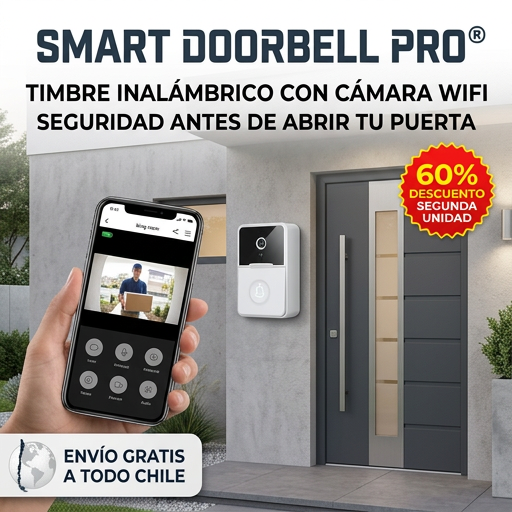 SMART DOORBELL PRO® TIMBRE INALÁMBRICO CON CÁMARA WIFI ¡Seguridad antes de abrir tu puerta!