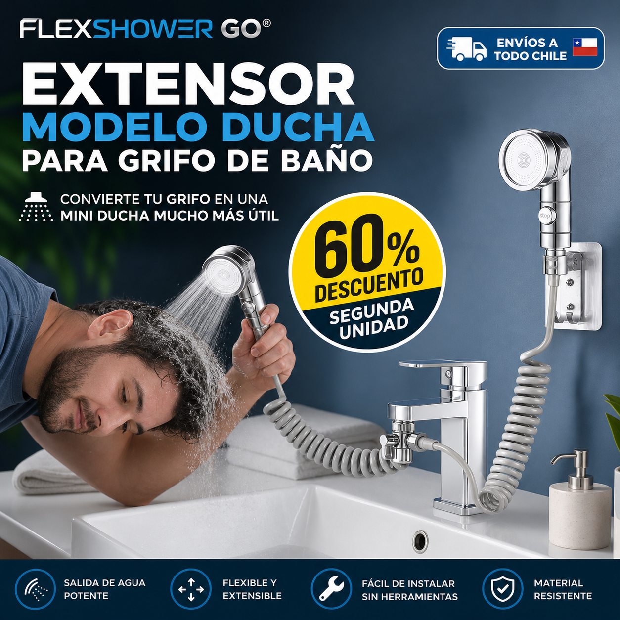 FLEXSHOWER GO® Convierte tu grifo en una mini ducha mucho más útil