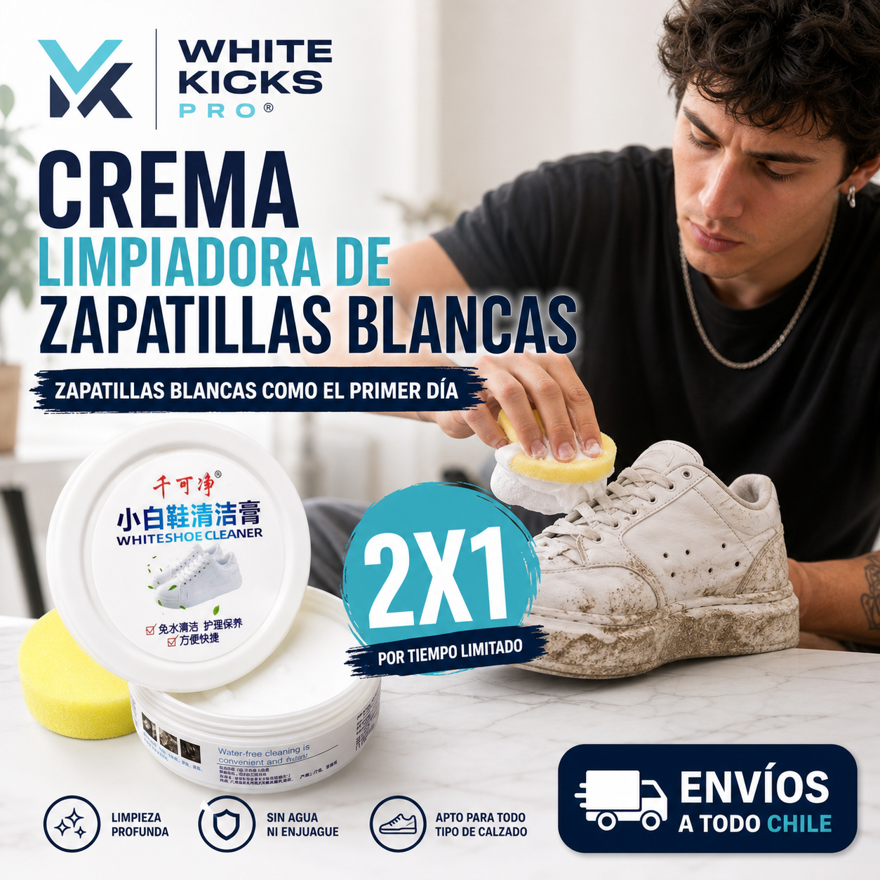 WHITE KICKS PRO® CREMA LIMPIADORA DE ZAPATILLAS BLANCAS