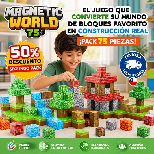 MAGNETIC WORLD 75® BLOQUES MAGNÉTICOS - ¡MEGA PACK 75 PIEZAS!