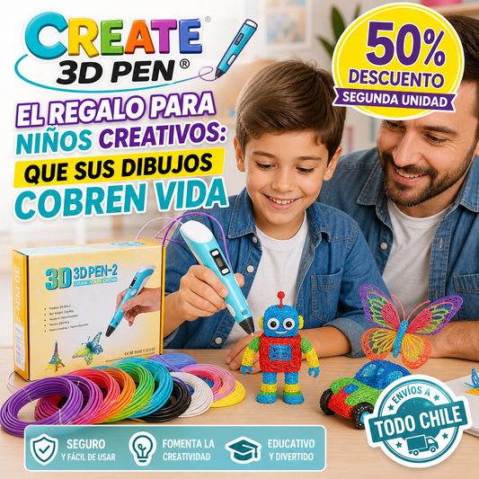 MAGIC 3D PEN® LÁPIZ IMPRESORA 3D CON FILAMENTOS ¡Que sus dibujos cobren vida!