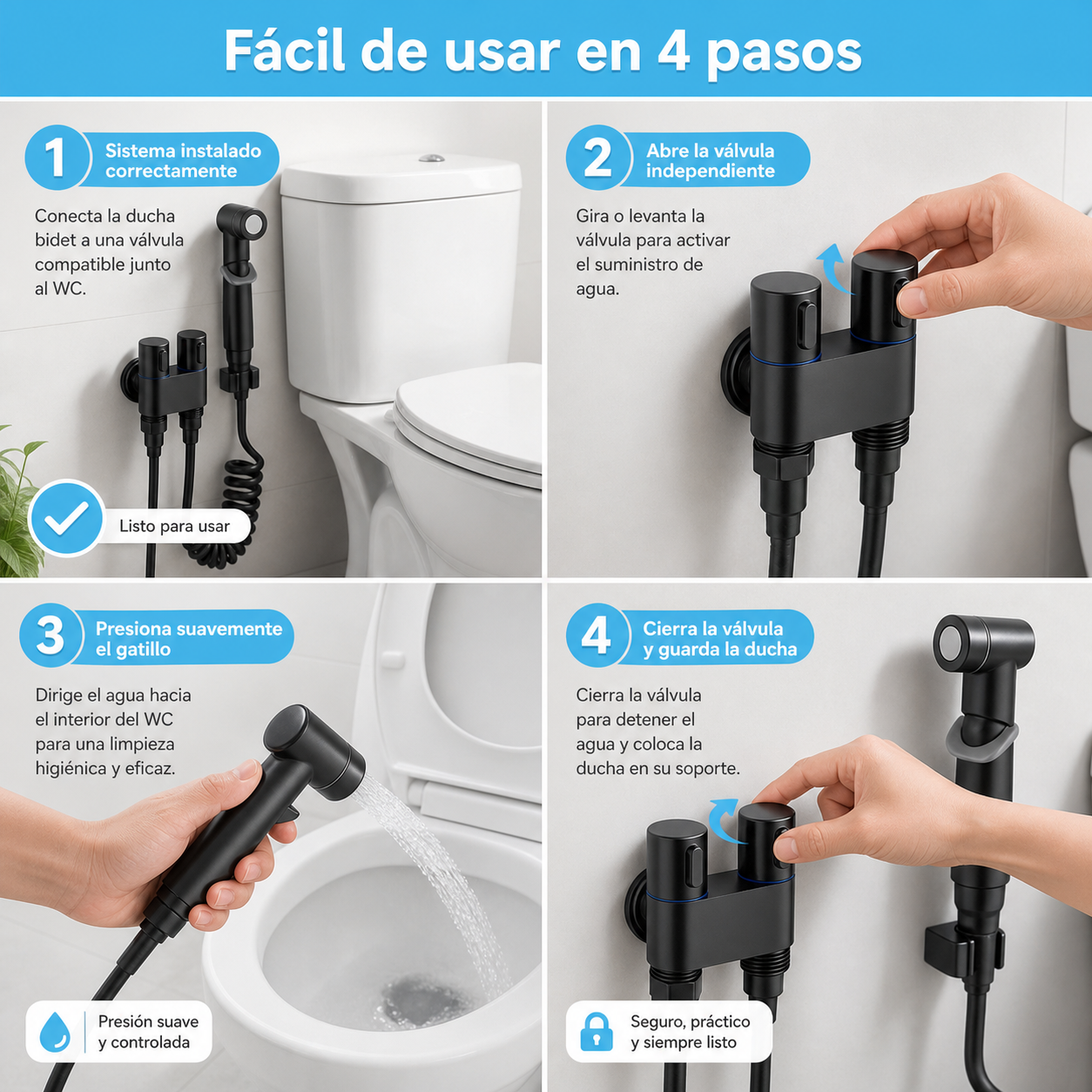 BLACK CLEAN BIDET® DUCHA HIGIÉNICA BIDET DE MANO MENOS PAPEL. MEJOR LIMPIEZA.