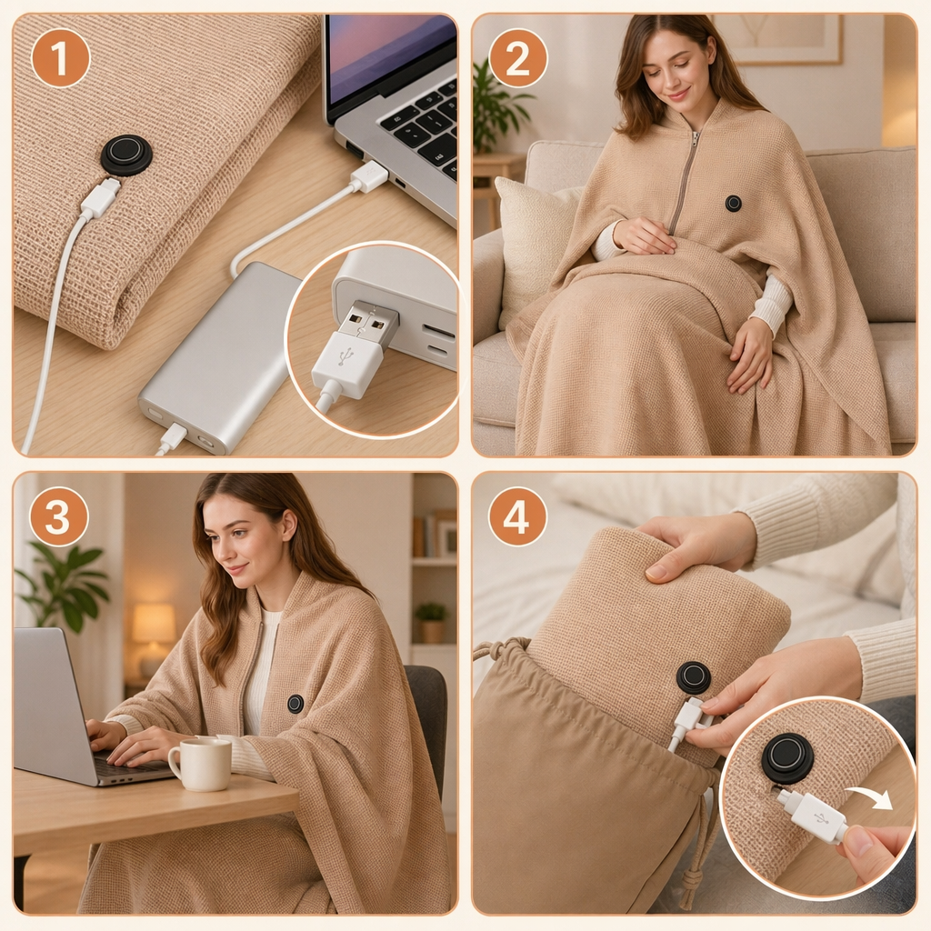 HEATNEST® MANTA CALEFACTORA ELÉCTRICA USB ¡Calor perfecto en cualquier lugar!