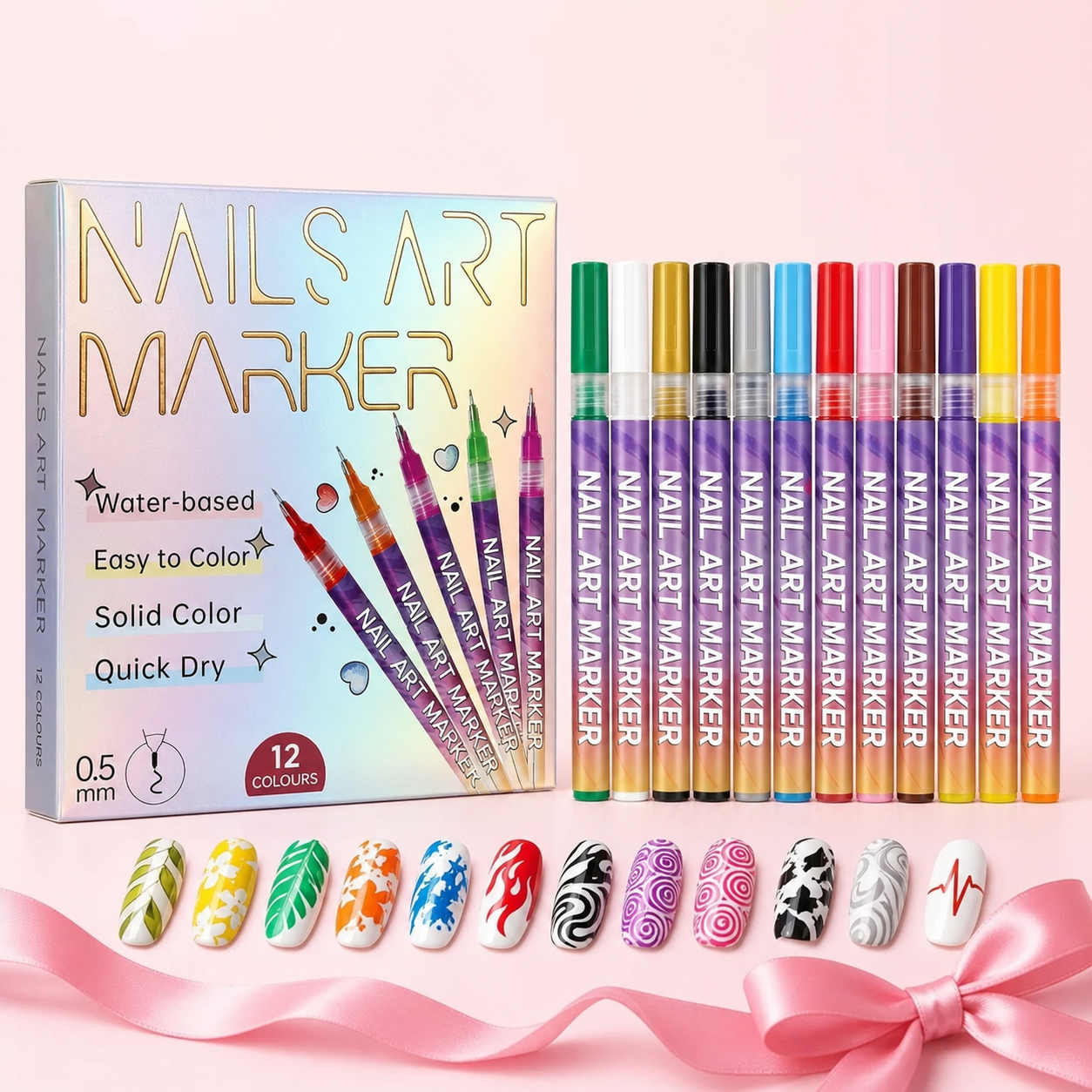NAIL ART KIDS® SET 12 MARCADORES PARA UÑAS ¡Diseña jugando!