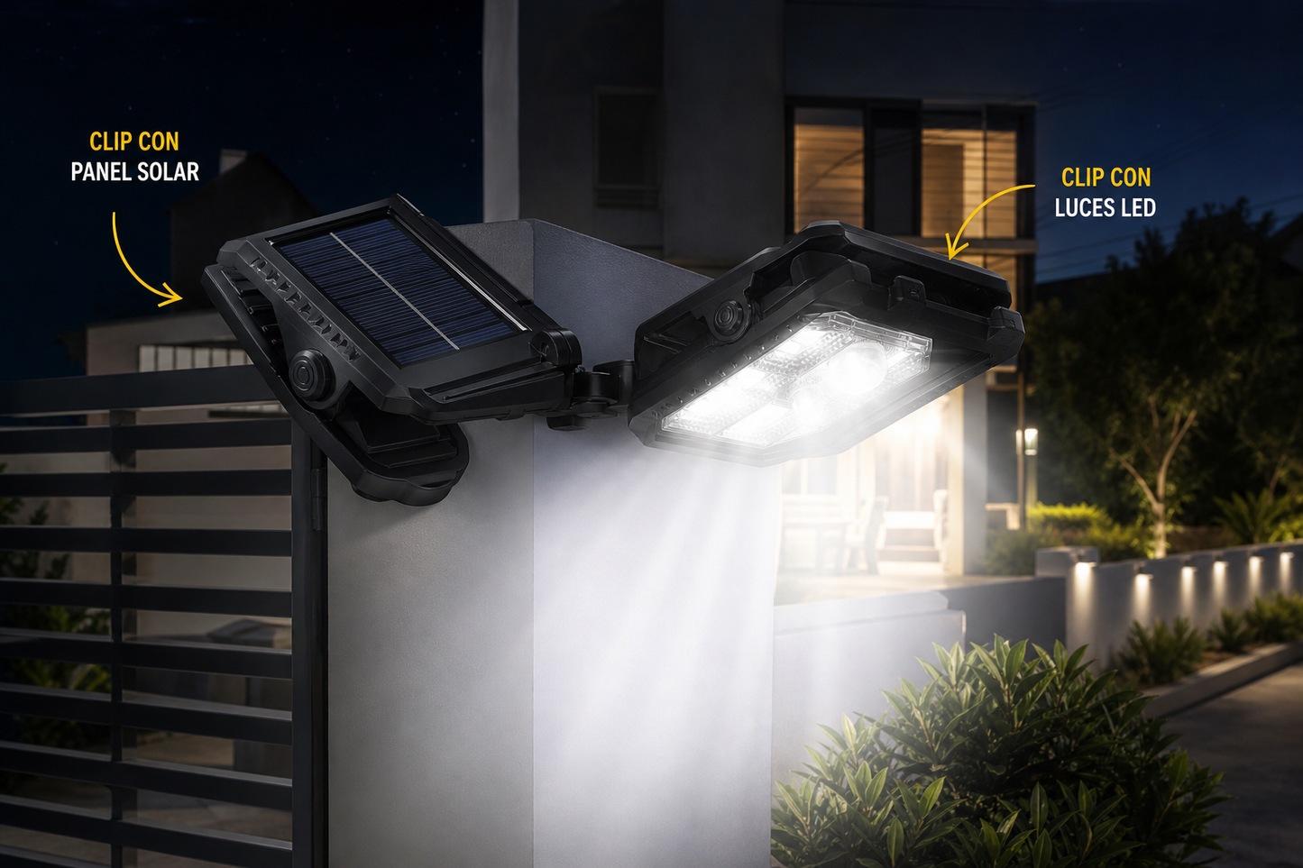 CLIPLIGHT SOLAR® LÁMPARA SOLAR CON CLIP Y SENSOR YX-525 - ¡La tranquilidad de iluminar donde más lo necesitas!