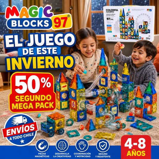 MAGIC BLOCKS® BLOQUES MAGNÉTICOS ¡SÚPER PACK 97 PIEZAS!