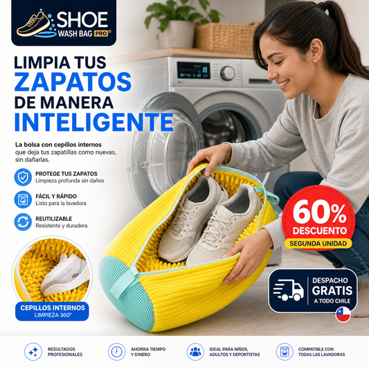SHOE WASH BAG PRO® BOLSA PARA LAVAR ZAPATOS CON CIERRE ¡Limpieza inteligente!