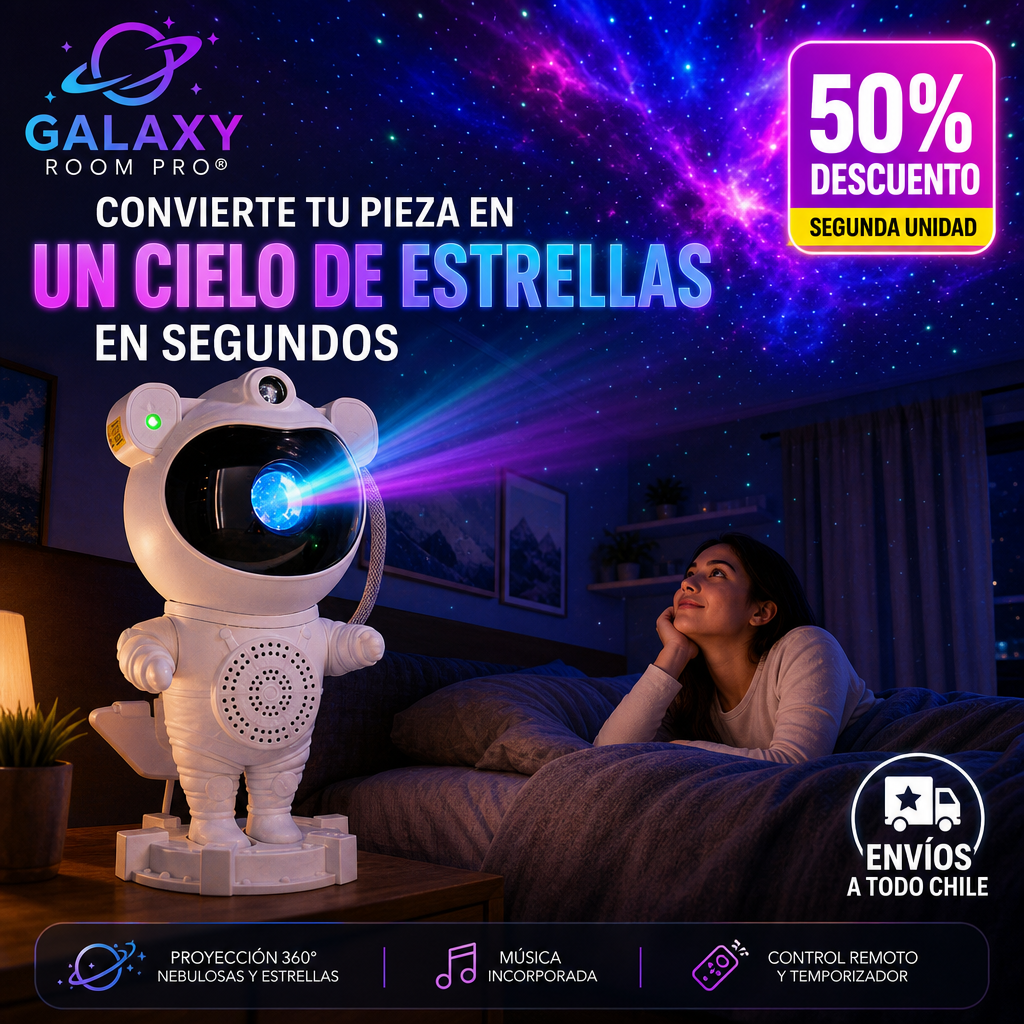 GALAXY ROOM PRO® PROYECTOR DE ASTRONAUTA CON ESTRELLAS Y NEBULOSA