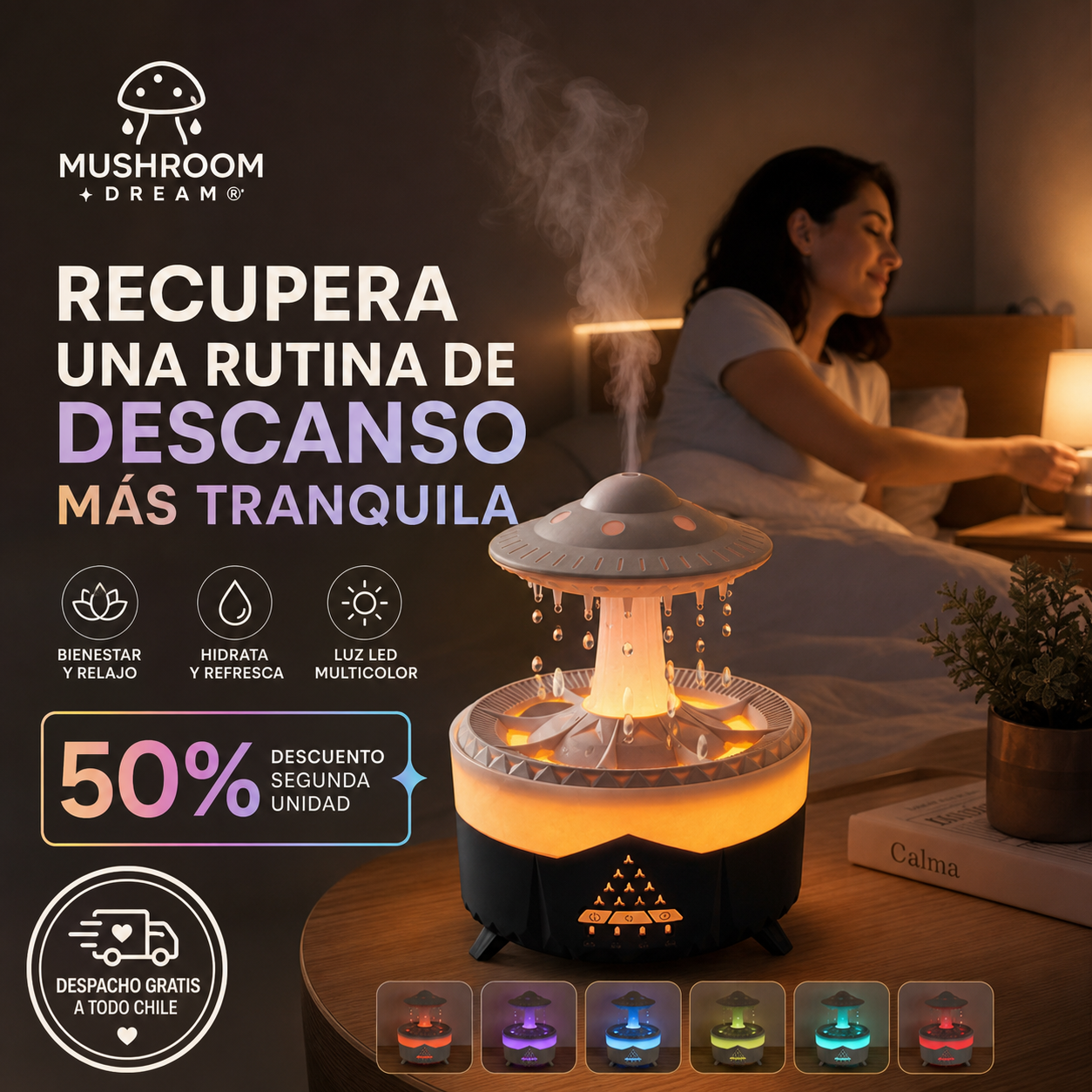 MUSHROOM DREAM® HUMIDIFICADOR DIFUSOR DE AROMAS HONGO ¡Rutinas más tranquilas!