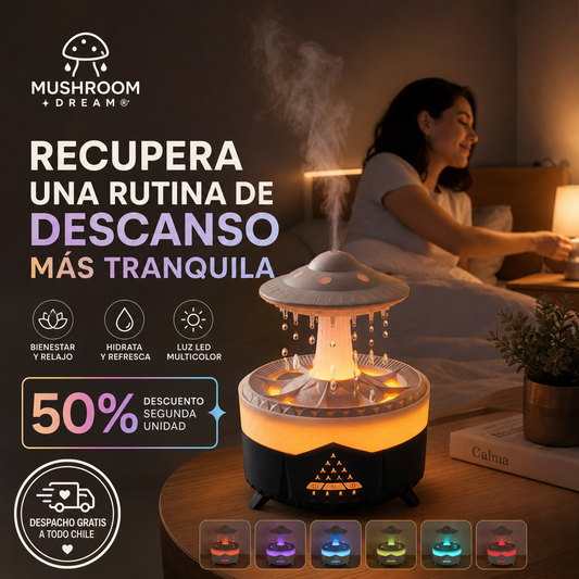 MUSHROOM DREAM® HUMIDIFICADOR DIFUSOR DE AROMAS ¡Noches más tranquilas!