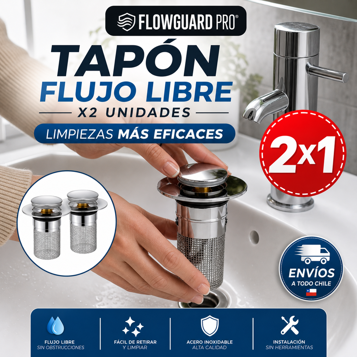 FLOWGUARD PRO® TAPÓN FLUJO LIBRE ¡Limpiezas más eficaces!