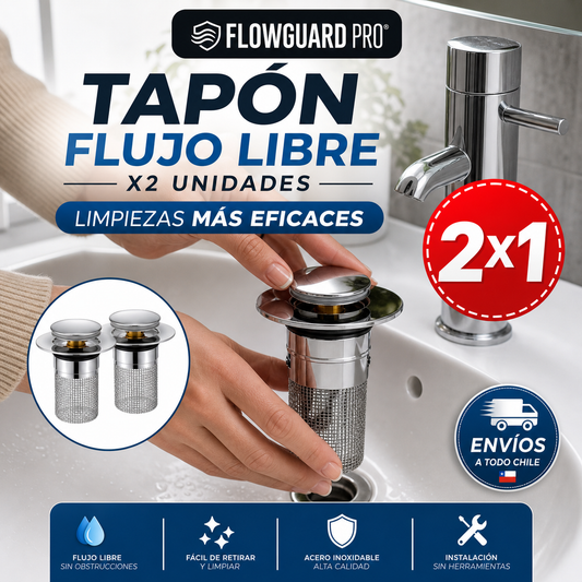 FLOWGUARD PRO® TAPÓN FLUJO LIBRE ¡Protege tu baño y tus cosas de valor!