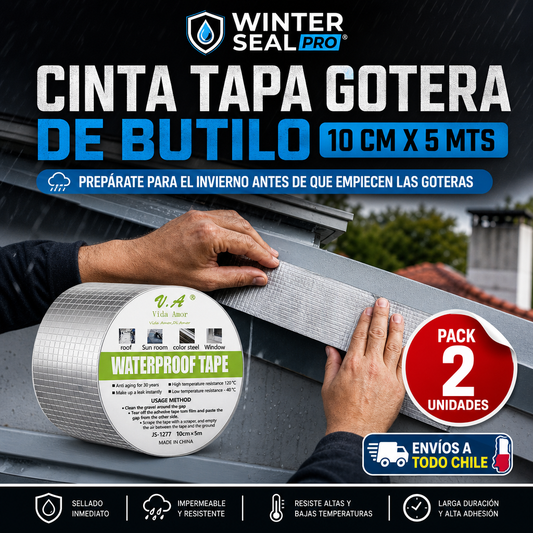 WINTER SEAL® CINTA DE BUTILO 10 CM X 5 MTS ¡Soluciona goteras y filtraciones!