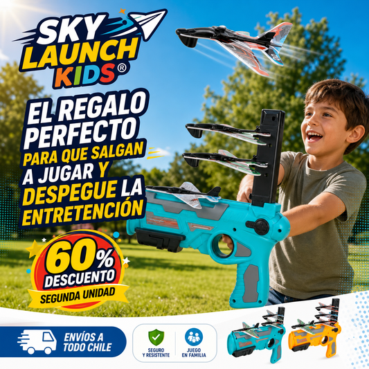 SKY LAUNCH KIDS® LANZADOR CATAPULTA CON 4 AVIONES ¡Y que despegue la entretención!