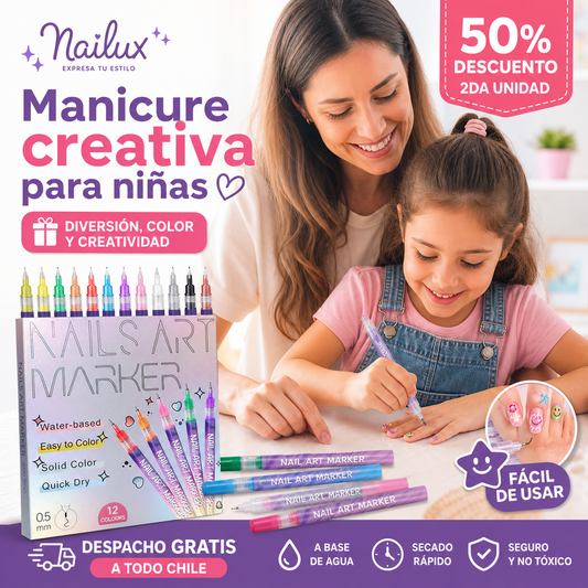 NAIL ART KIDS® SET 12 MARCADORES PARA UÑAS ¡Diseña jugando!