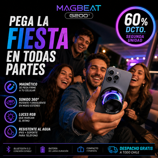 MAGBEAT G200® ALTAVOZ BLUETOOTH MAGNÉTICO RGB PEGA LA FIESTA EN TODAS PARTES