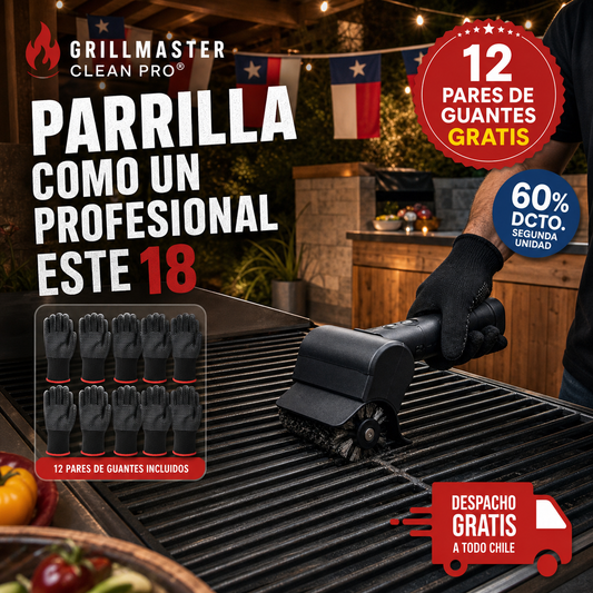 GRILLMASTER CLEAN PRO® CEPILLO ELÉCTRICO LIMPIA PARRILLAS ¡PARRILLA COMO UN PROFESIONAL ESTE 18!