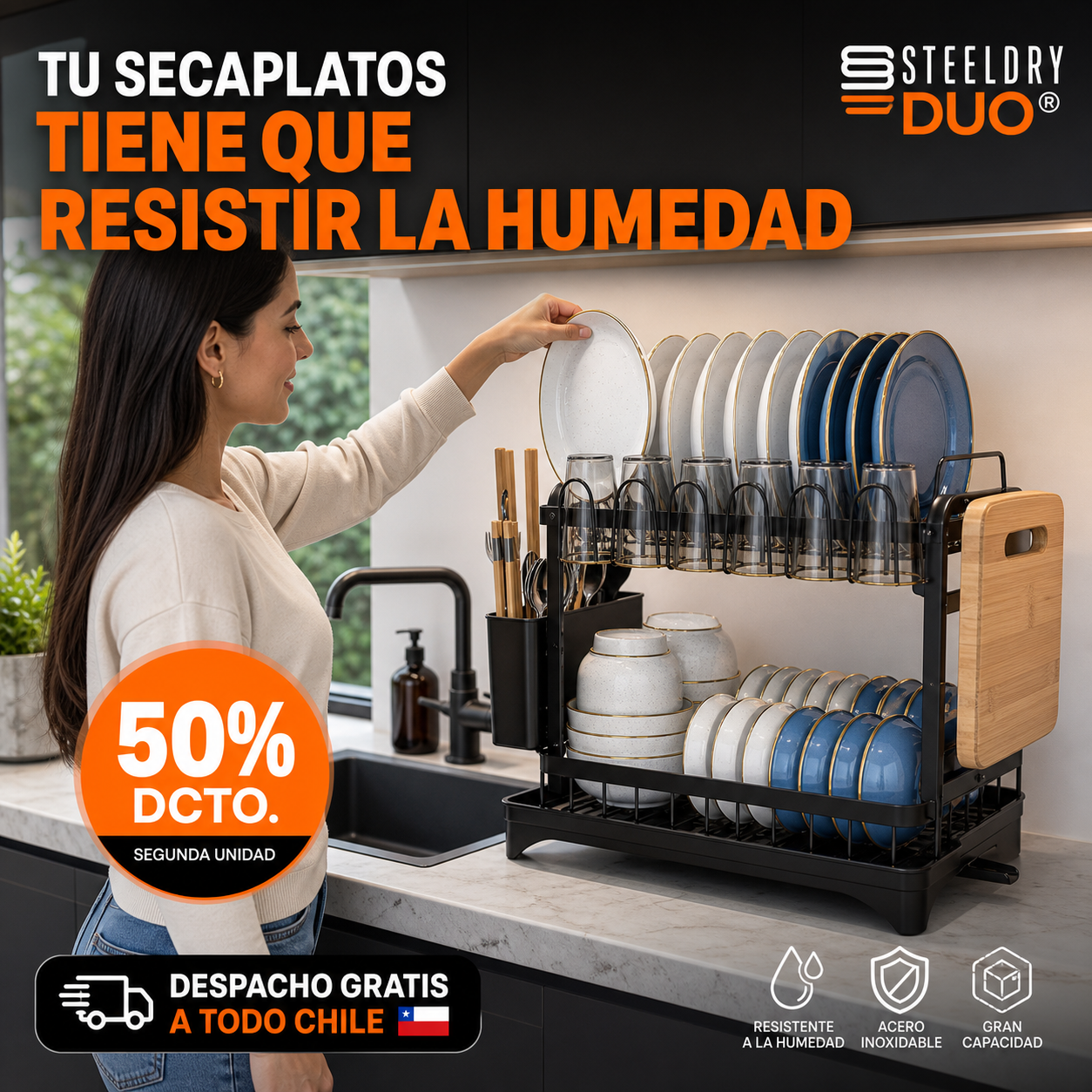 STEELDRY DUO® SECAPLATOS DE 2 NIVELES CON DRENAJE ¡TU SECAPLATOS TIENE QUE RESISTIR LA HUMEDAD!