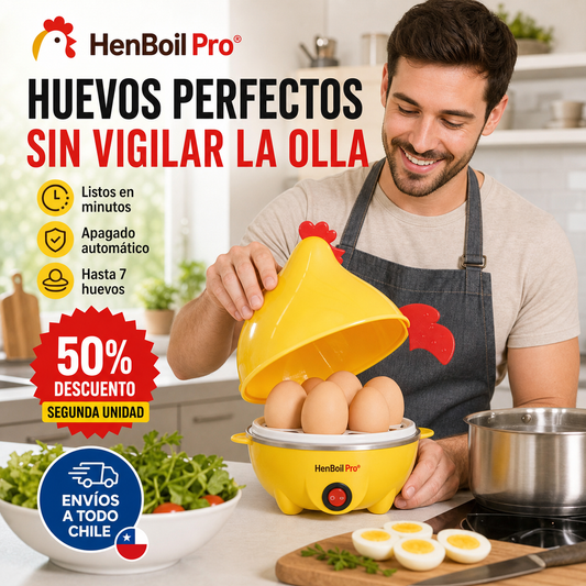 HENBOIL PRO® GALLINA HERVIDORA DE HUEVOS ¡Huevos perfectos sin vigilar la olla!