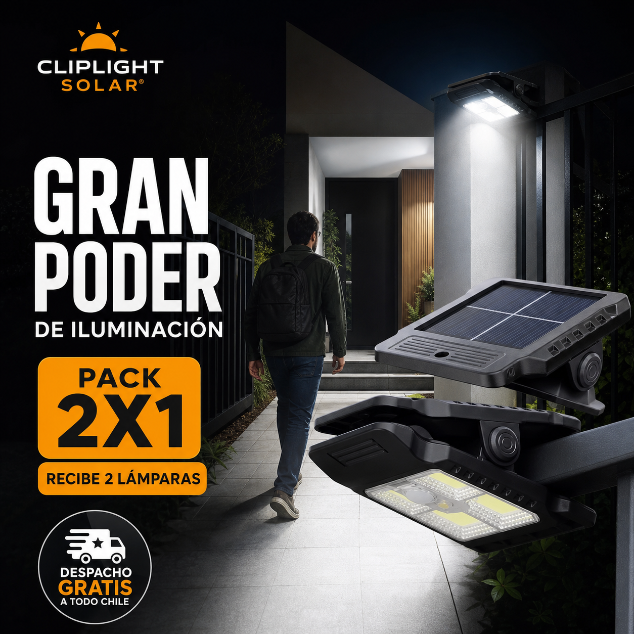 CLIPLIGHT SOLAR® LÁMPARA SOLAR CON CLIP Y SENSOR YX-525 - ¡La tranquilidad de iluminar donde más lo necesitas!